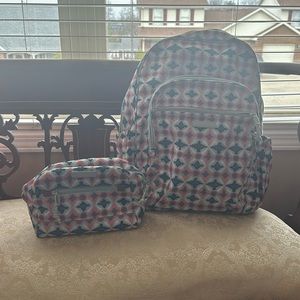 Vera Bradley backpack and zipper pouch